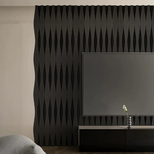 Set 6 Panouri riflaj acustic decorativ, MDF si pasla, Naimeed D6251, 240x30x1.8cm, Stejar Negru - 221.ro
