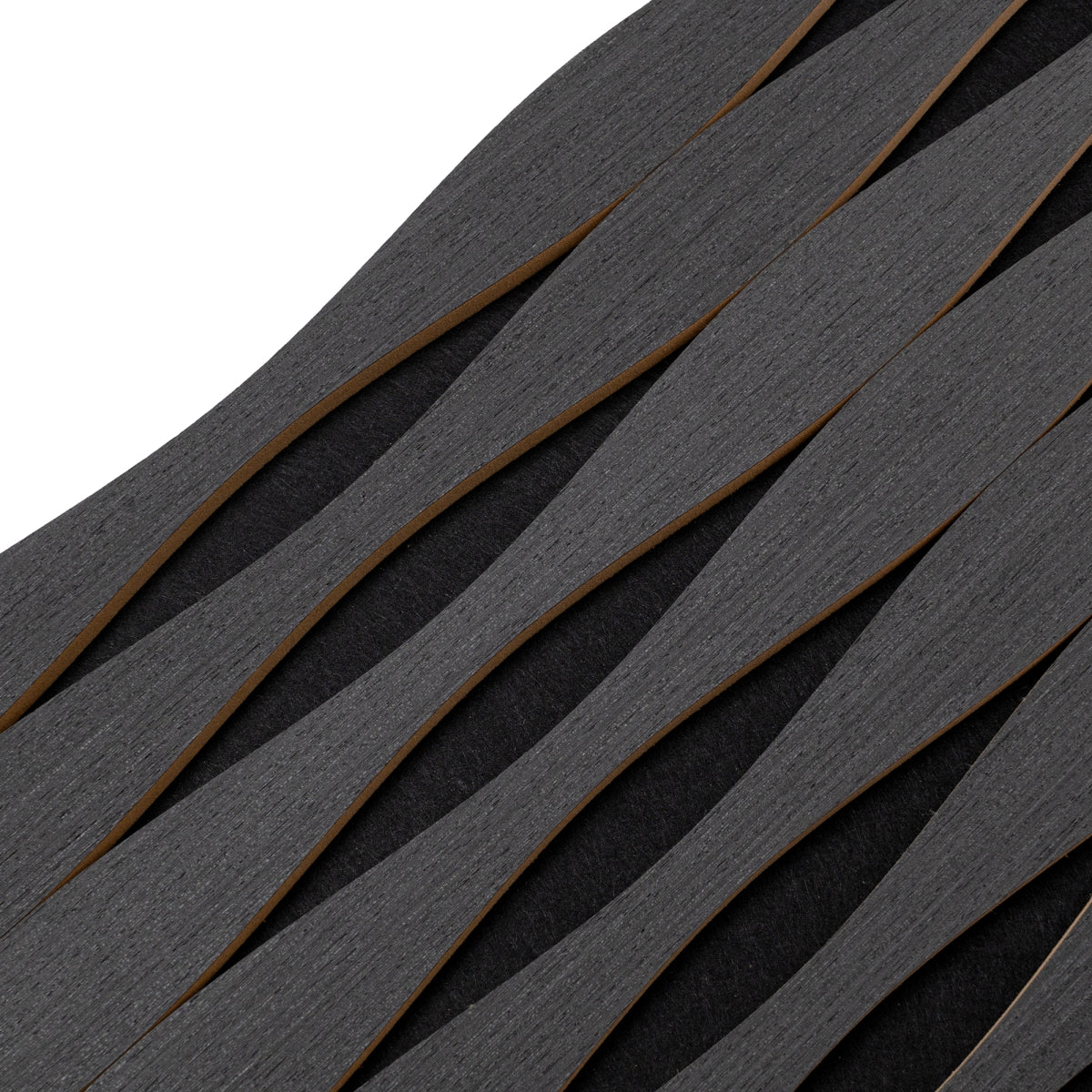 Set 6 Panouri riflaj acustic decorativ, MDF si pasla, Naimeed D6251, 240x30x1.8cm, Stejar Negru