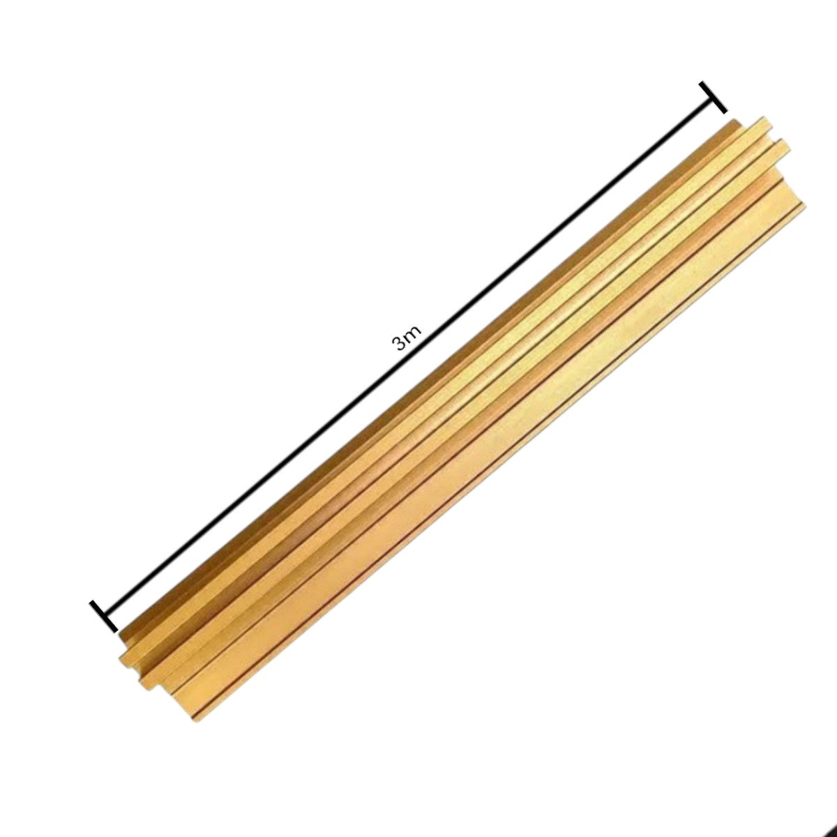 Set 3 profile cu canel, pentru imbinarea panourilor cristal carbon si carbune de bambus, Naimeed D6290, aluminiu, 300x0.5cm, Auriu