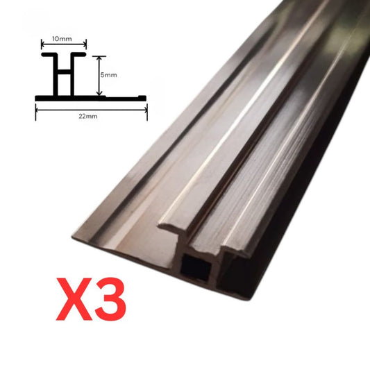 Set 3 profile cu canel, pentru imbinarea panourilor cristal carbon si carbune de bambus, Naimeed D6291, aluminiu, 300x0.5cm, Bronz