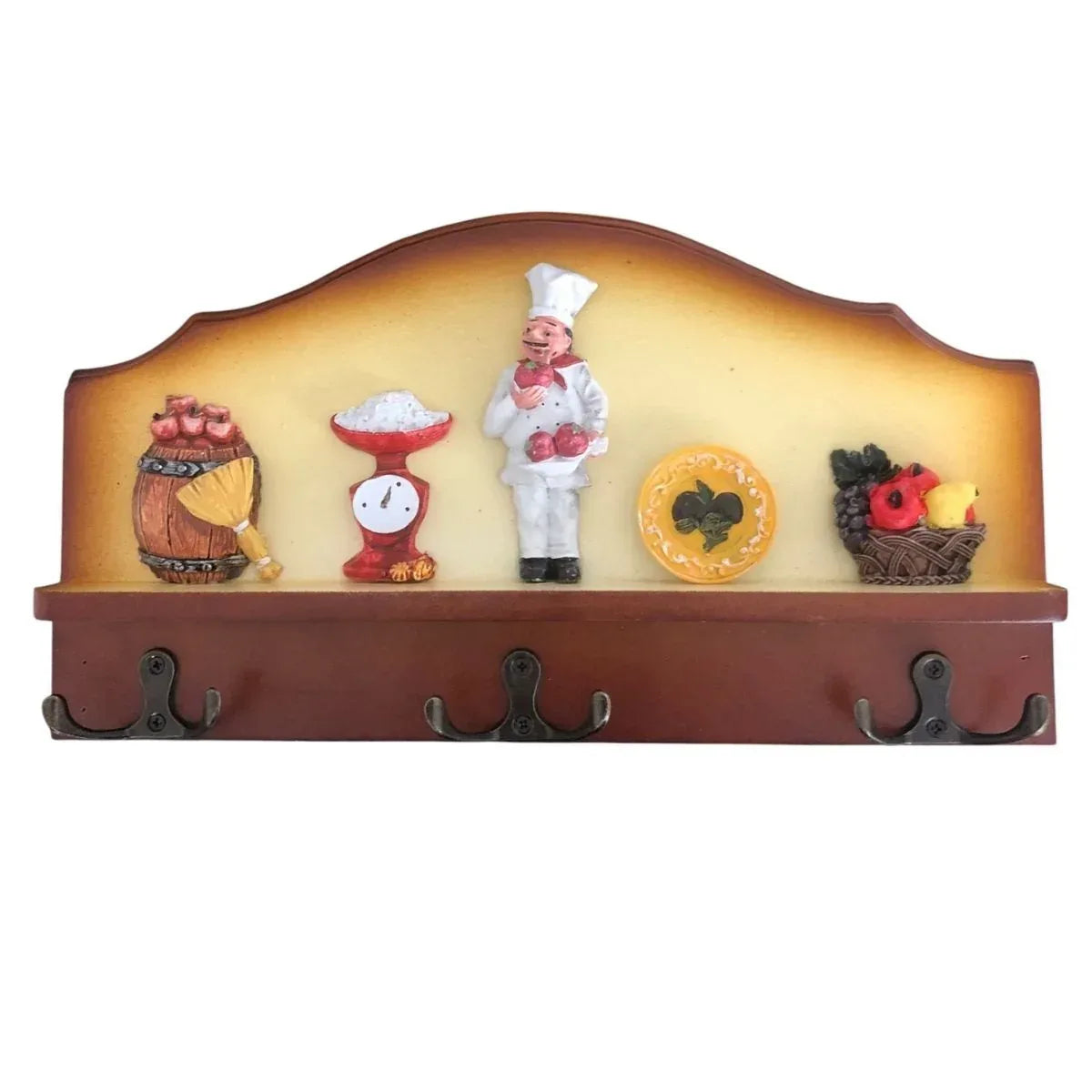 Cuier decorativ cu 3 carlige duble, Naimeed D63-5, 30.5x16.5x1 cm, Maro - 221.ro