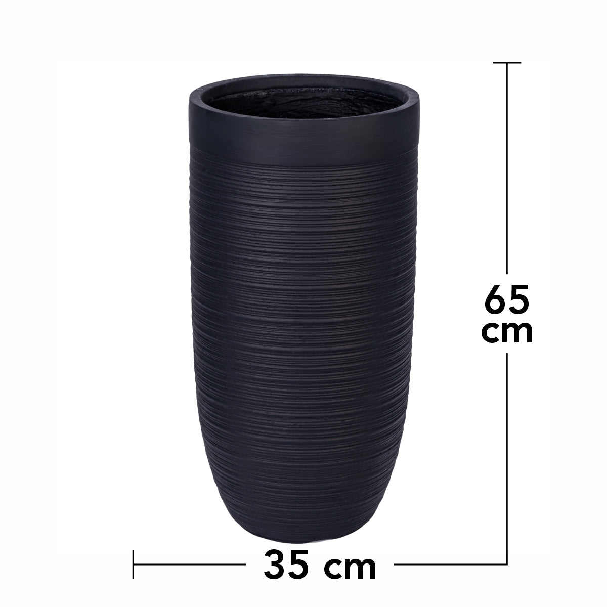 Ghiveci ecologic, Eco-friendly, Naimeed D6339, Mediu, din materiale minerale, Negru, 65x35x35cm