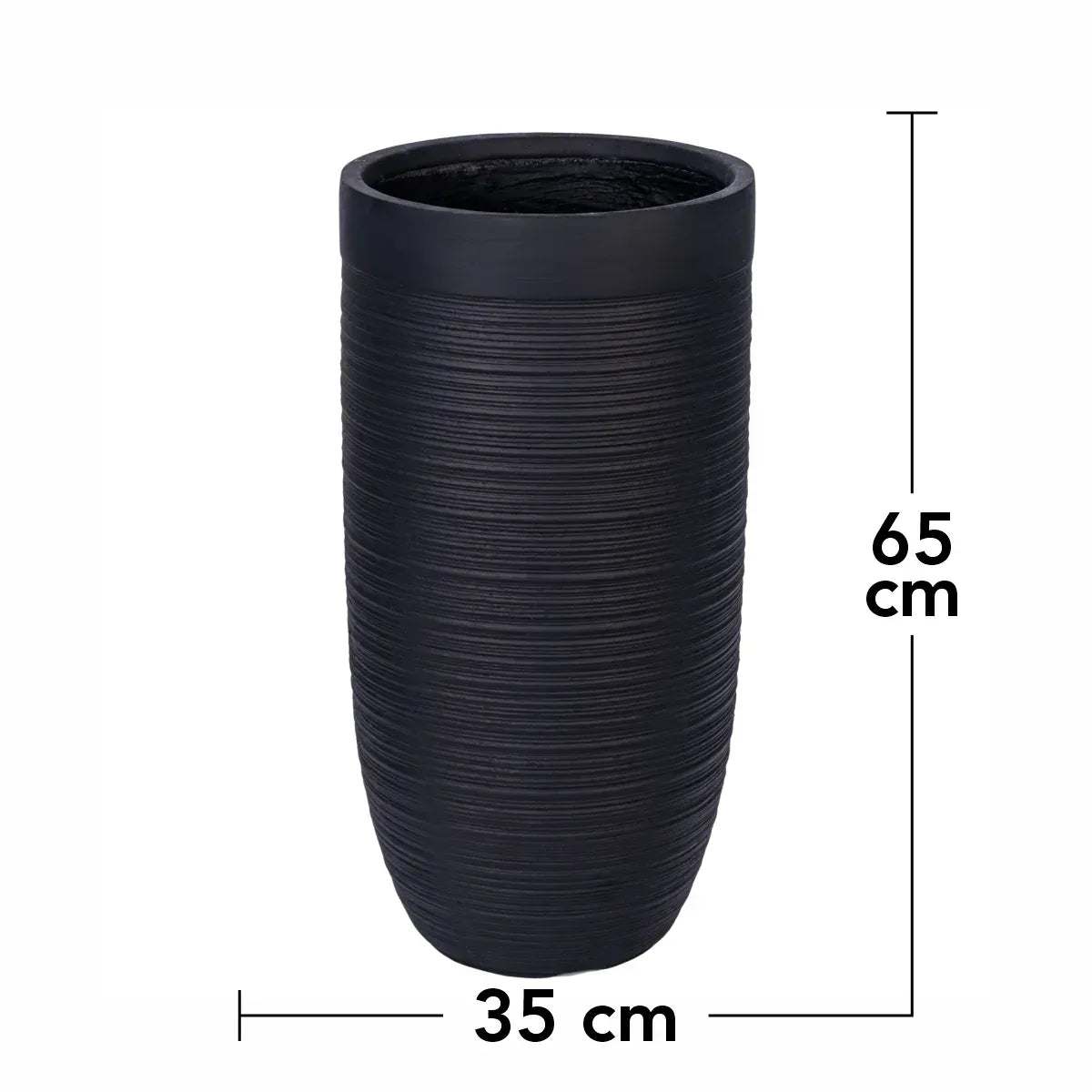 Ghiveci ecologic, Eco-friendly, Naimeed D6339, Mediu, din materiale minerale, Negru, 65x35x35cm - 221.ro