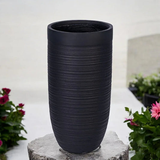 Ghiveci ecologic, Eco-friendly, Naimeed D6339, Mediu, din materiale minerale, Negru, 65x35x35cm - 221.ro