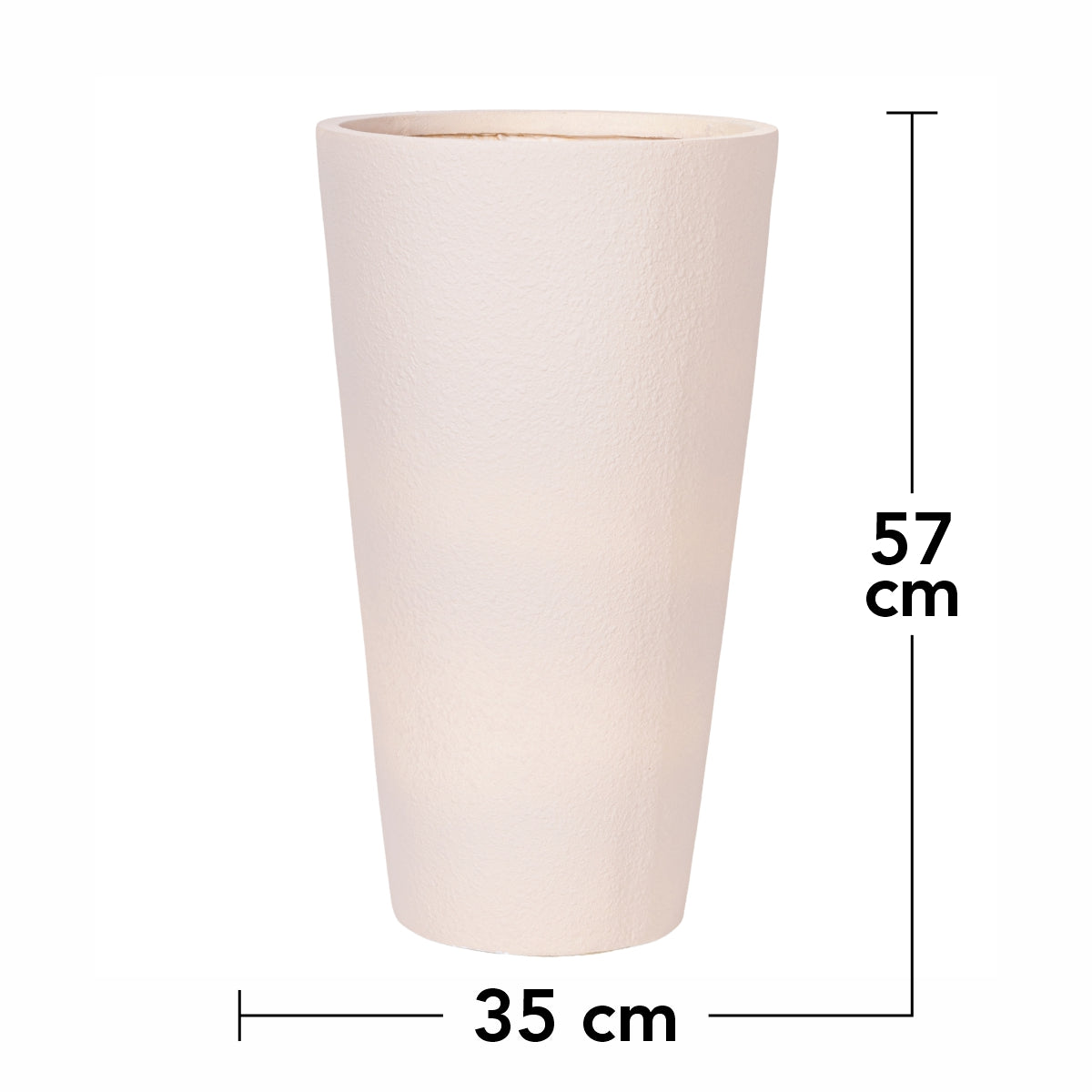 Ghiveci ecologic, Eco-friendly, Naimeed D6342, Mediu, din materiale minerale, Crem, 65x35x35cm