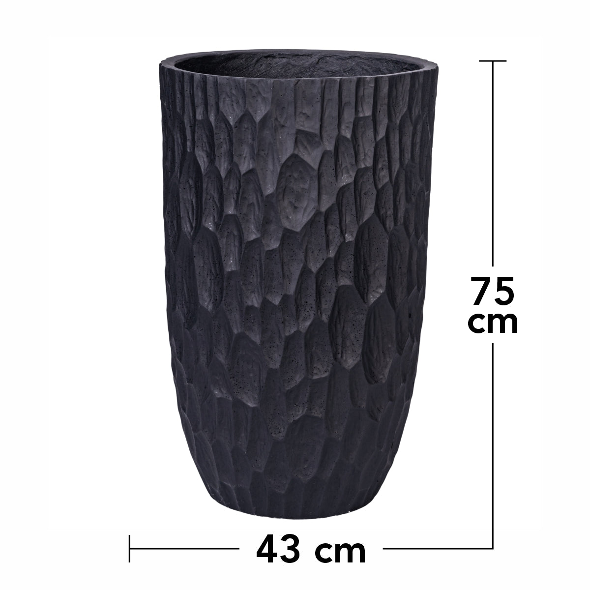 Ghiveci ecologic, Eco-friendly, Naimeed D6343, Mare, din materiale minerale, Negru, 75X43x43cm