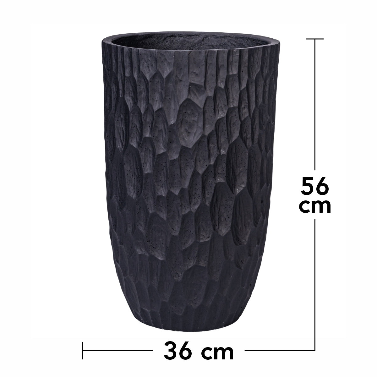Ghiveci ecologic, Eco-friendly, Naimeed D6343, Mediu, din materiale minerale, Negru, 56x36x36cm