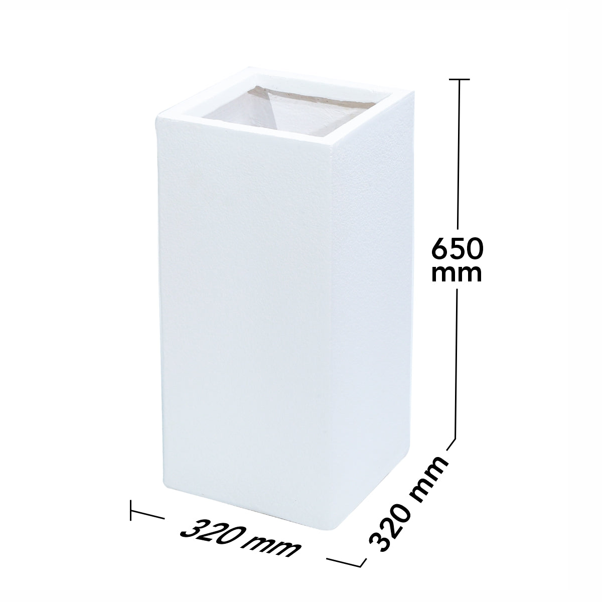 Ghiveci ecologic, Eco-friendly, Naimeed D6350, Mediu, din materiale minerale, Alb, 65x32x32cm