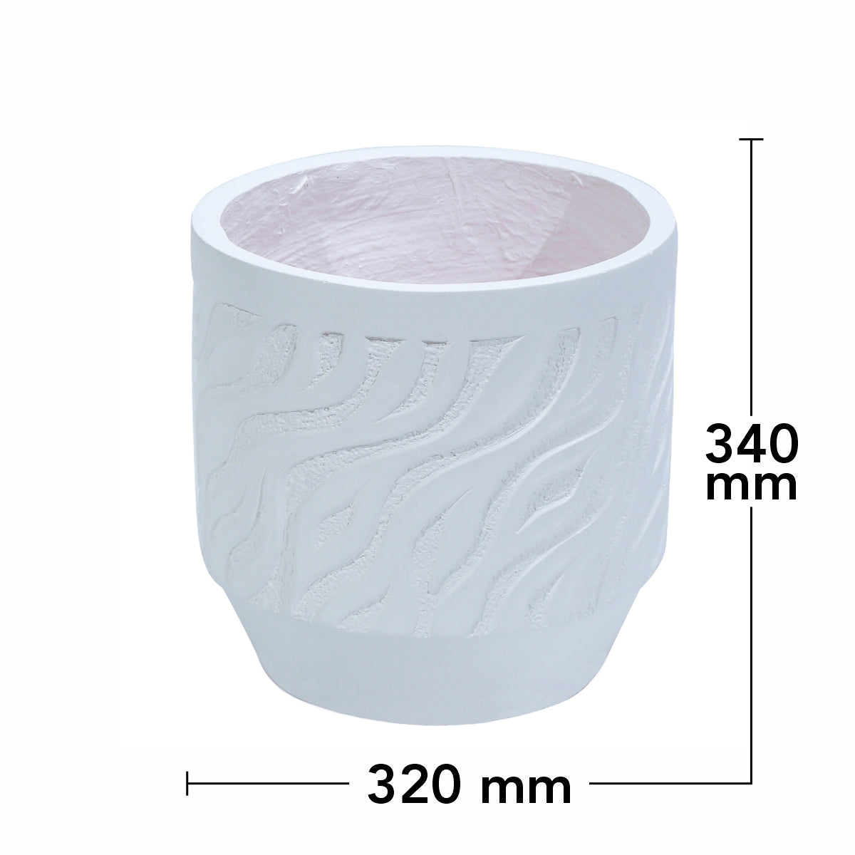 Ghiveci ecologic, Eco-friendly, Naimeed D6360, Mediu, din materiale minerale, Alb, 34x32x32cm