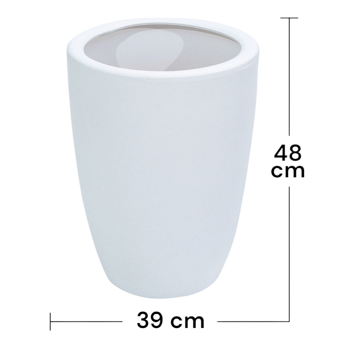 Ghiveci ecologic, Eco-friendly, Naimeed D6364, Mare, din materiale minerale, Alb, 48x39x39cm