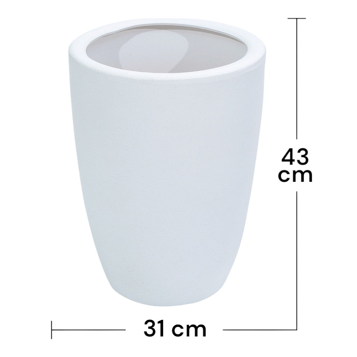 Ghiveci ecologic, Eco-friendly, Naimeed D6364, Mediu, din materiale minerale, Alb, 43x31x31cm