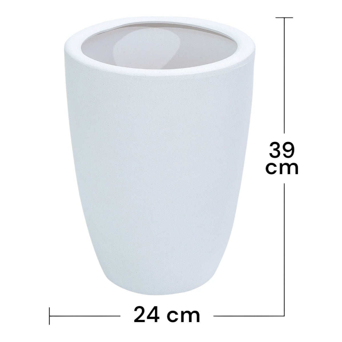 Ghiveci ecologic, Eco-friendly, Naimeed D6364, Mic, din materiale minerale, Alb, 39x24x24cm