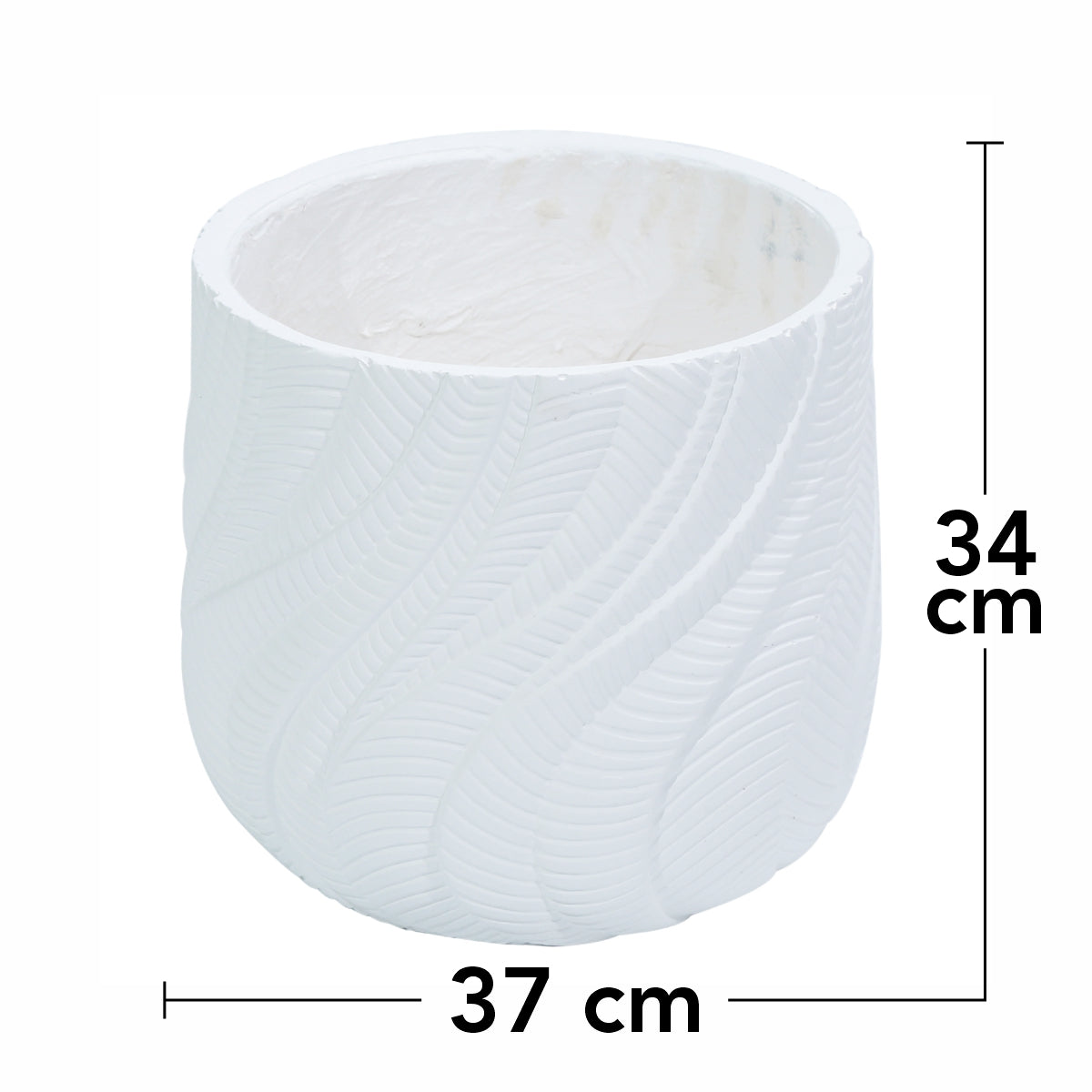 Ghiveci ecologic, Eco-friendly, Naimeed D6379, Mediu, din materiale minerale, Alb, 34x37x37cm