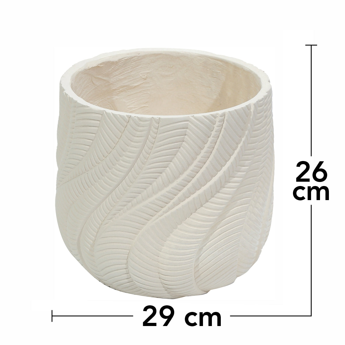 Ghiveci ecologic, Eco-friendly, Naimeed D6380, Mic, din materiale minerale, Crem, 26x29x29cm