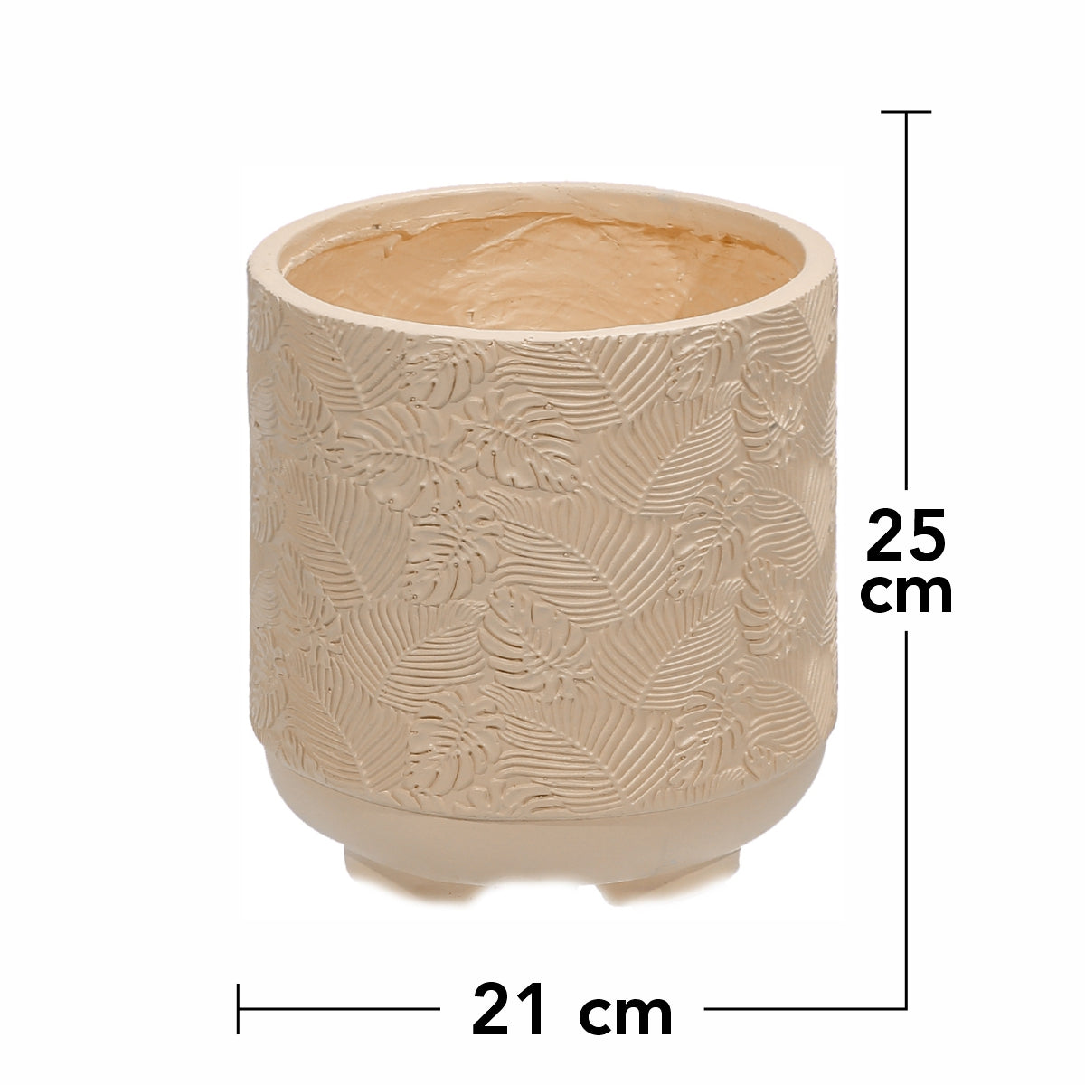 Ghiveci ecologic, Eco-friendly, Naimeed D6394, Mic, din materiale minerale, Crem, 25x21x21cm