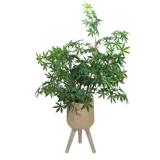 Ghiveci ecologic, Eco-friendly, Naimeed D6394, Mic, din materiale minerale, Crem, 25x21x21cm