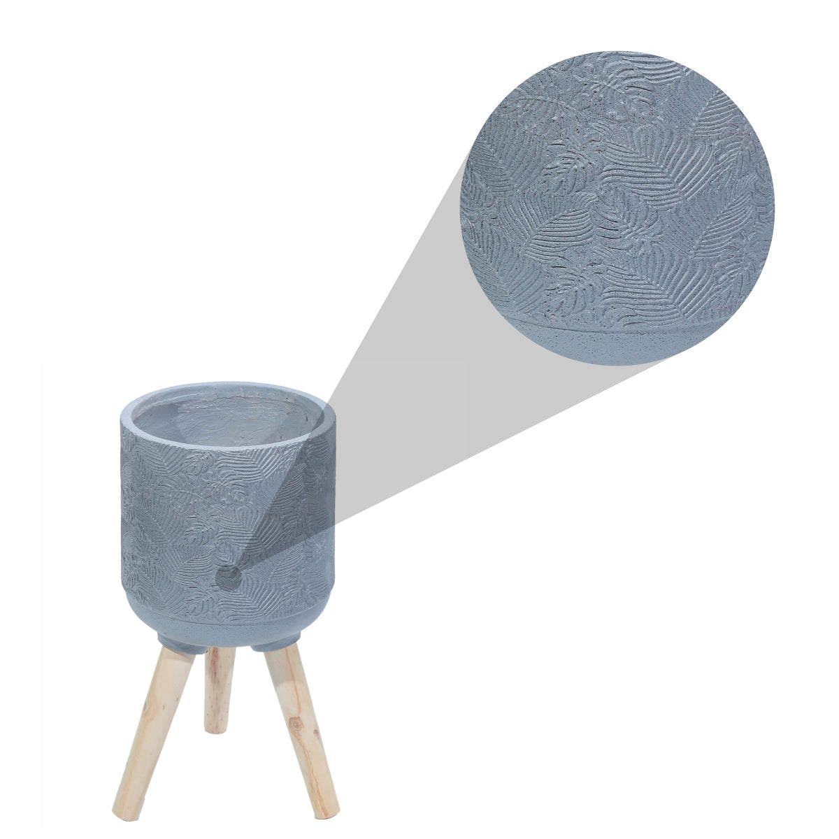 Ghiveci ecologic, Eco-friendly, Naimeed D6396 Mediu, din materiale minerale, Gri, 28x28x28cm