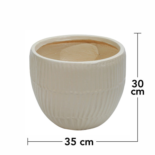 Ghiveci ecologic, Eco-friendly, Naimeed D6410, Mediu, din materiale minerale, Bej, 30x35x35cm