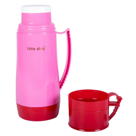 Termos, Naimeed D6418, pentru bauturi reci sau calde, Sticla si ABS, 1.8L, Roz, 160x345x132mm