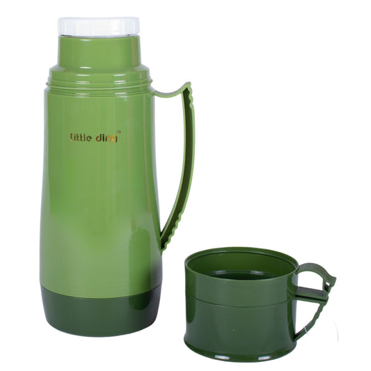 Termos, Naimeed D6413, pentru bauturi reci sau calde, Sticla si ABS, 1L, Verde, 160x300x117mm