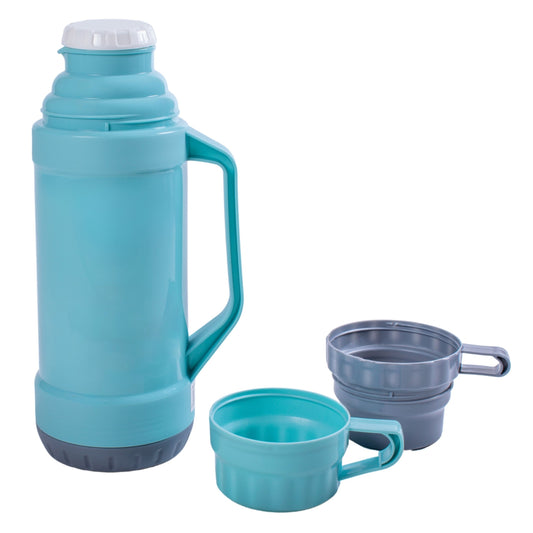 Termos, Naimeed D6417, pentru bauturi reci sau calde, Sticla si ABS, 1.8L, Turcoaz, 160x345x130mm