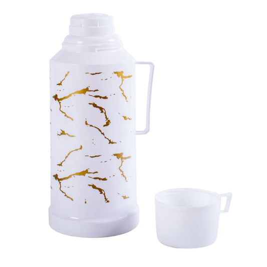 Termos, Naimeed D6416, pentru bauturi reci sau calde, Sticla si ABS, 1.8L, Alb, 160x320x135mm