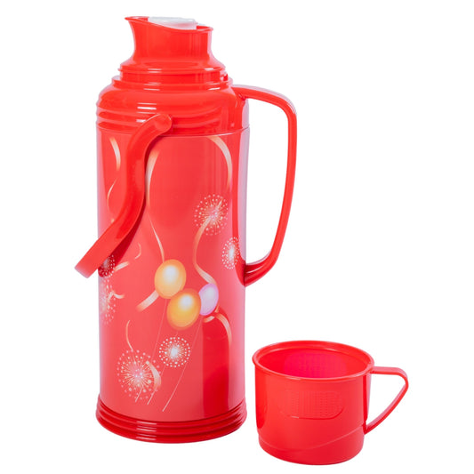 Termos, Naimeed D6420, pentru bauturi reci sau calde, Sticla si ABS, 1.2L, Rosu, 120x340x170mm