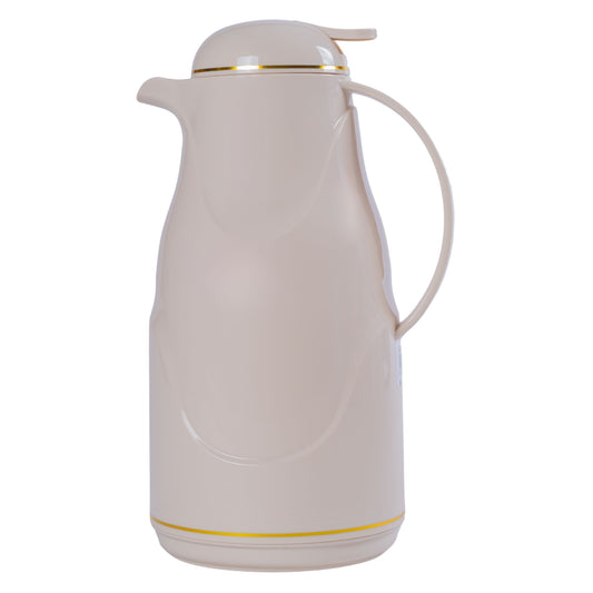 Termos, Naimeed D6430, pentru bauturi reci sau calde, Sticla si ABS, 1.4L, Crem, 145x320x190mm