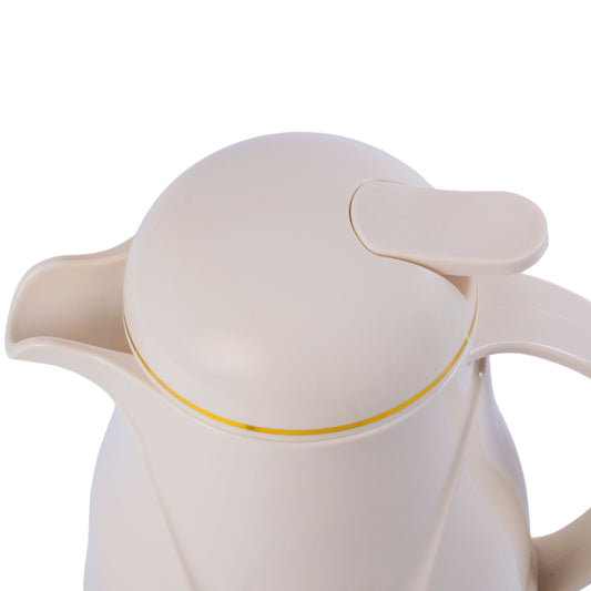 Termos, Naimeed D6428, pentru bauturi reci sau calde, Sticla si ABS, 1.3L, Crem, 140x300x180mm