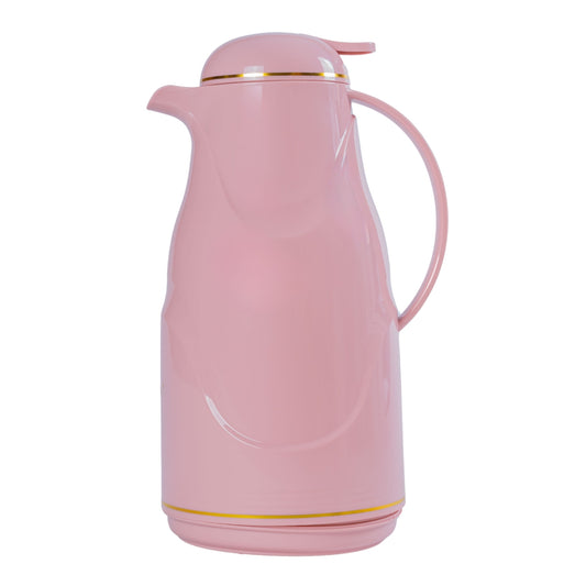 Termos, Naimeed D6430, pentru bauturi reci sau calde, Sticla si ABS, 1.4L, Roz, 145x320x190mm