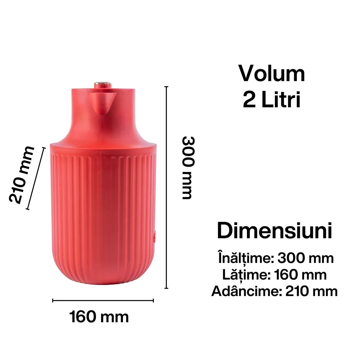 Termos, Naimeed D6436, pentru bauturi reci sau calde, Sticla si ABS, 2L, Rosu, 160x300x210mm - 221.ro