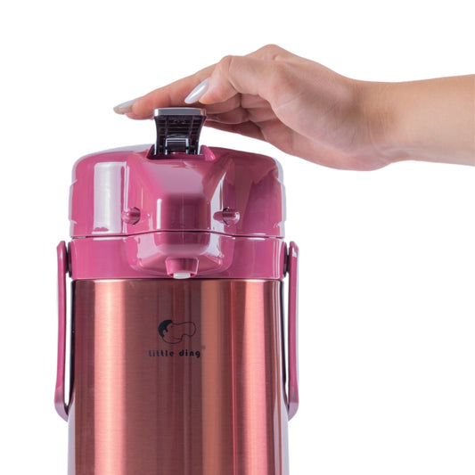 Termos, Naimeed D6439, pentru bauturi reci sau calde, Sticla si ABS, 2.5L, Visiniu, 170x400x220mm