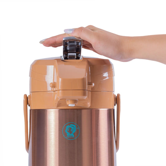 Termos, Naimeed D6440, pentru bauturi reci sau calde, Sticla si ABS, 2.5L, Maro, 185x400x260mm