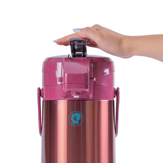 Termos, Naimeed D6440, pentru bauturi reci sau calde, Sticla si ABS, 2.5L, Visiniu, 185x400x260mm