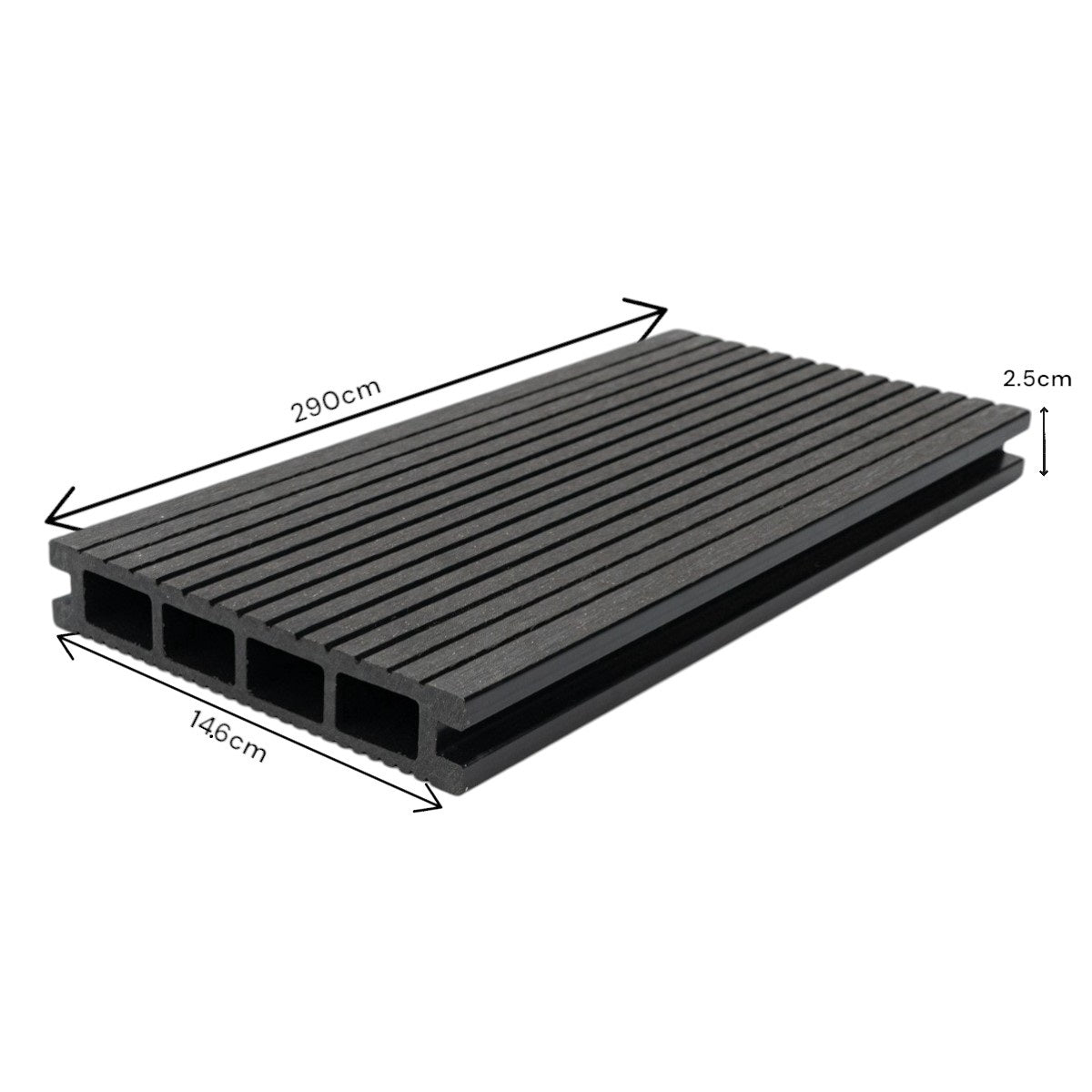 Pardoseala decking terasa din compozit WPC, Naimeed D6465, 290x14.6x2.5cm, Negru