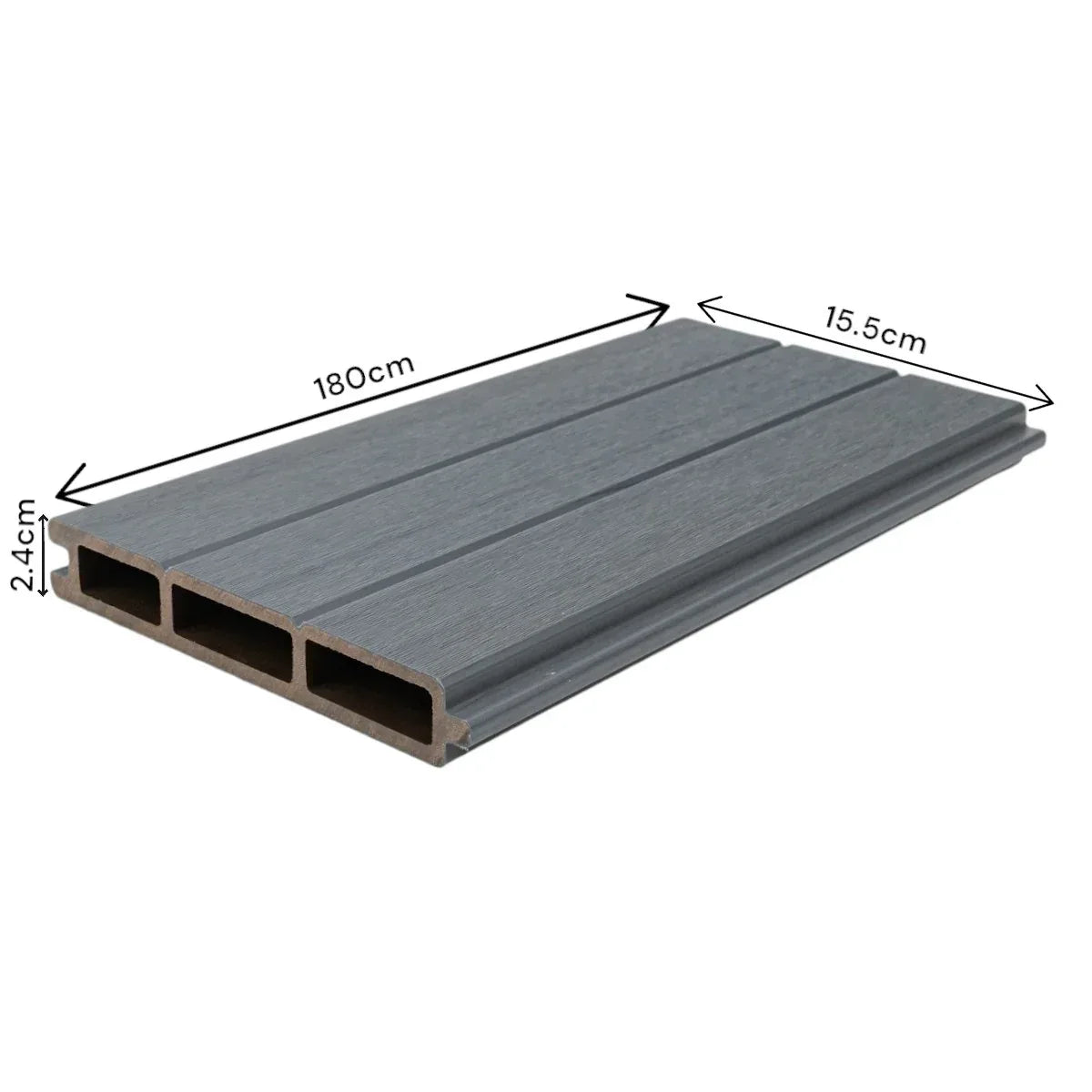 Placa de gard 3D, din compozit de lemn si plastic WPC, Naimeed D6474, 180x15,5x2.4cm, Gri - 221.ro