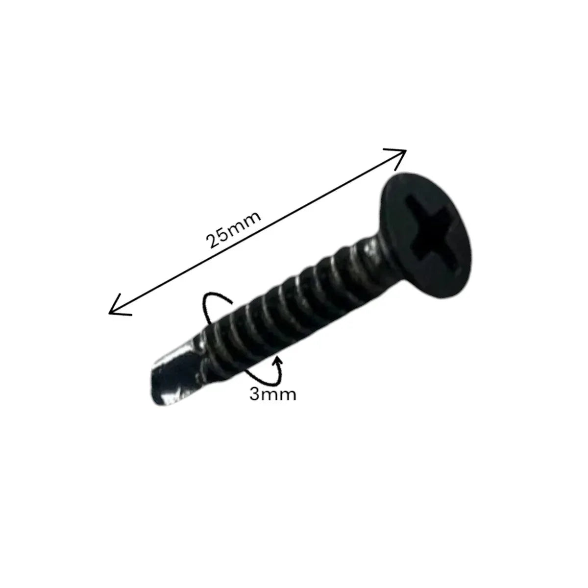 Surub pentru fixarea sinei de placa de gard, fier zincat, Naimeed D6482, 25x3 mm, Negru - 221.ro