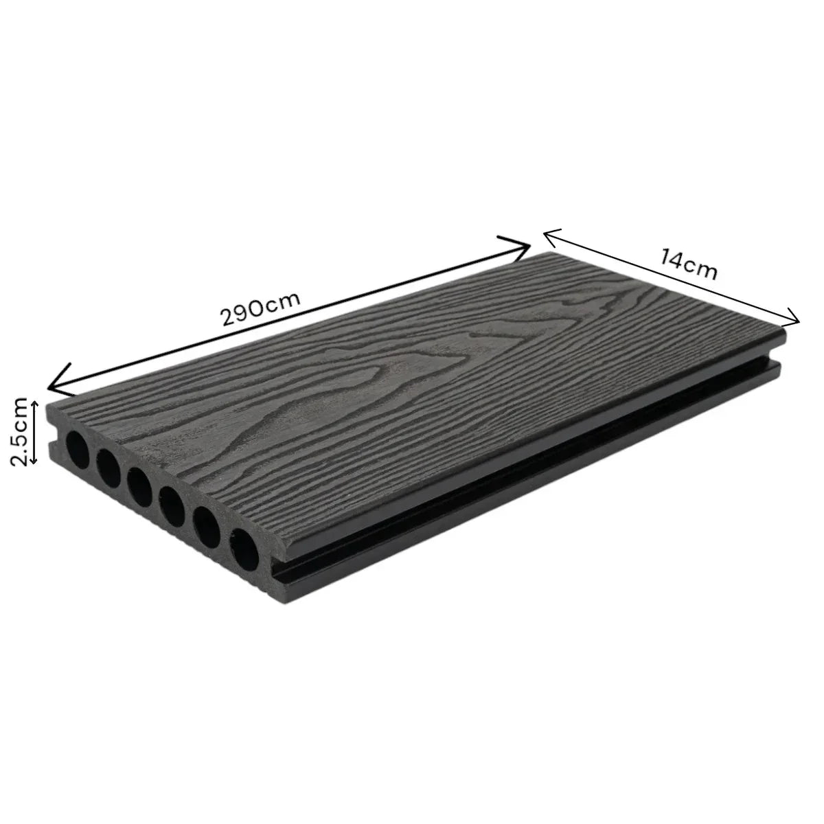 Pardoseala decking terasa din compozit WPC, Naimeed D6485, rezistenta sporita, 290x14x2.5cm, Negru - 221.ro