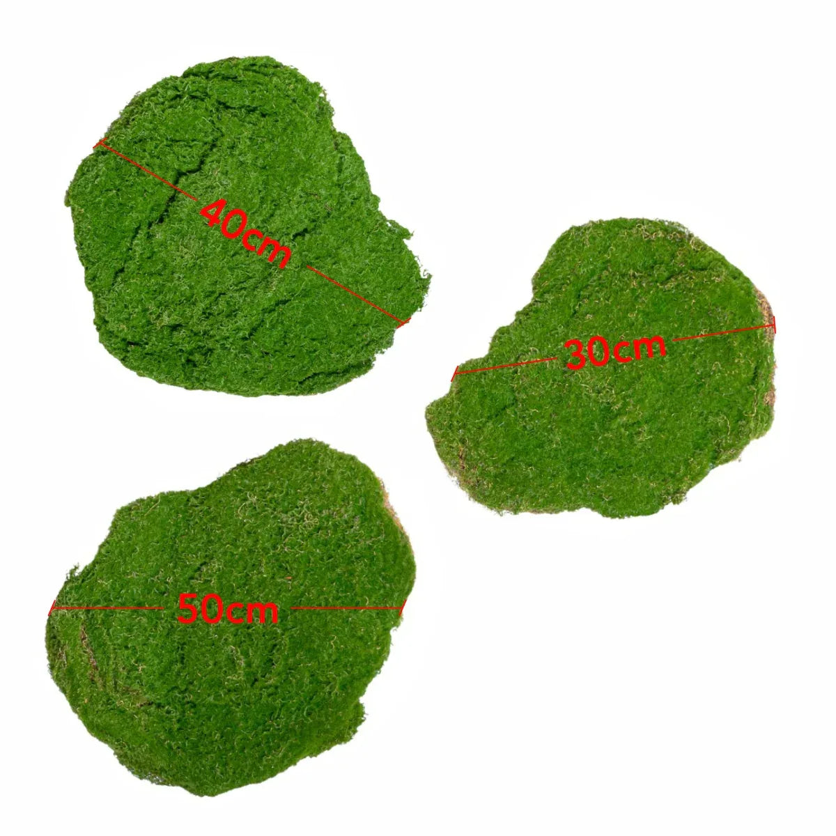 Set 3 muschi artificial de padure, Naimeed D6548, pentru decorare interioara sau exterioara, Verde, 50x3.5cm; 40x3.5cm; 30x3.5cm - 221.ro