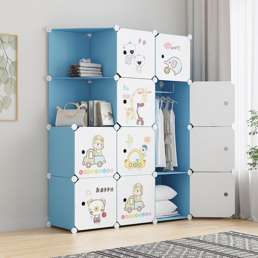 Dulap Modular, camera copii, 10 usi, Naimeed D6587, Albastru, 148x110x37cm