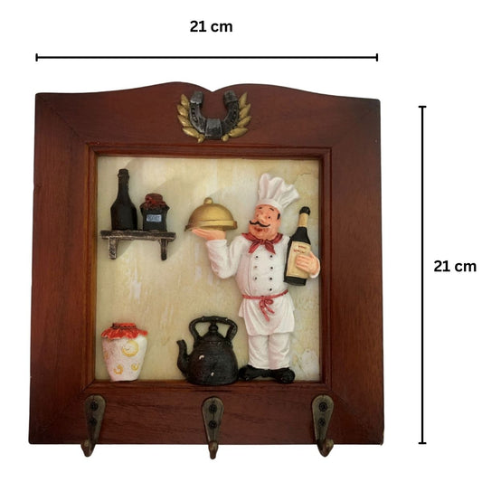 Cuier decorativ cu 3 carlige, Naimeed D66-6, 21x21x1.3cm, Maro