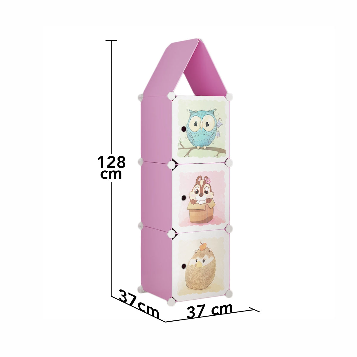 Dulap Modular, camera copii, 3 usi, Naimeed D6607, Roz, 128x37x37 cm - 221.ro