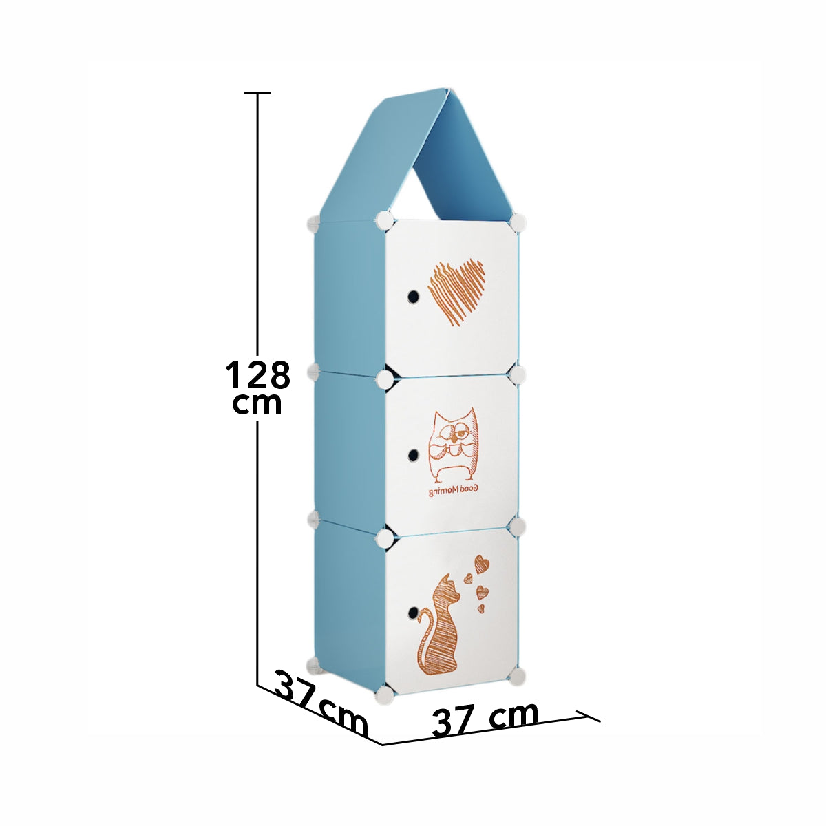 Dulap Modular, camera copii, 3 usi, Naimeed D6608, Albastru, 128x37x37 cm