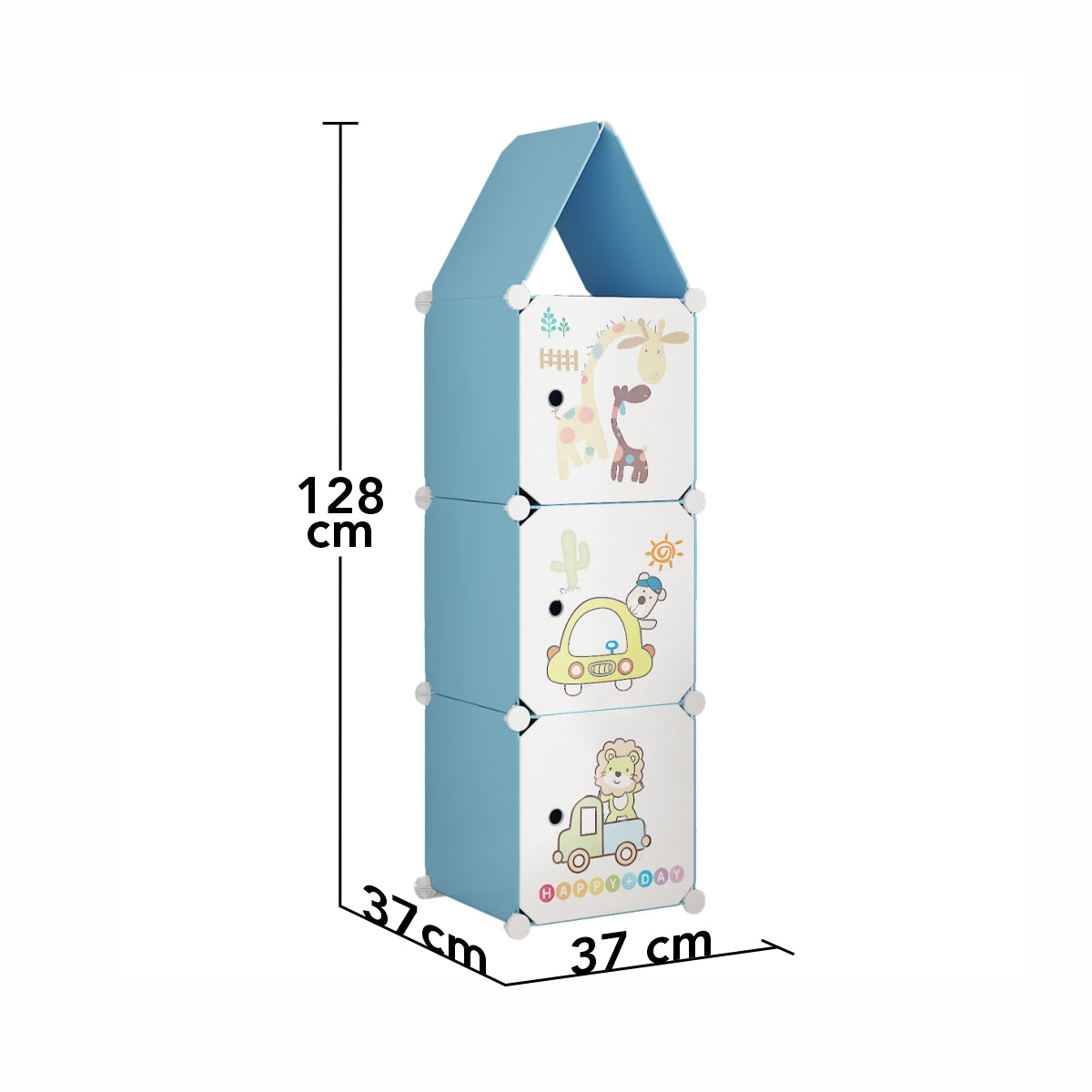 Dulap Modular, camera copii, 3 usi, Naimeed D6609, Albastru, 128x37x37 cm