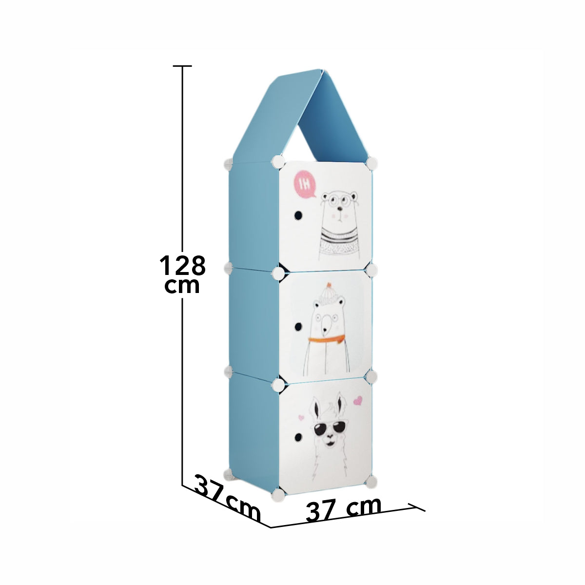 Dulap Modular, camera copii, 3 usi, Naimeed D6610, Albastru, 128x37x37 cm - 221.ro