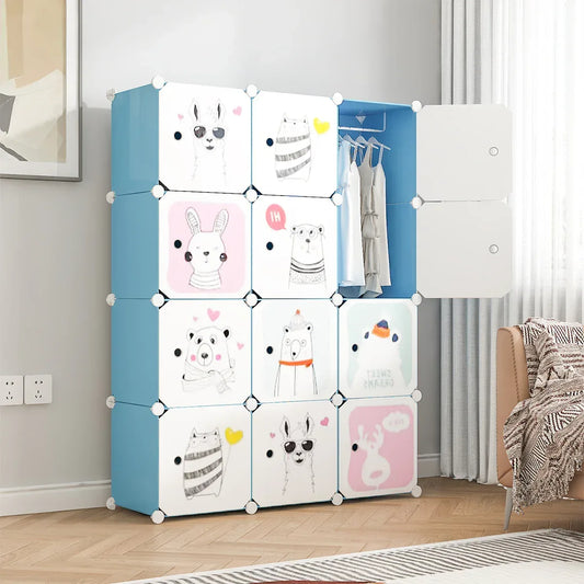 Dulap Modular, camera copii, 12 usi, Naimeed D6622, Albastru, 147x110x37 cm