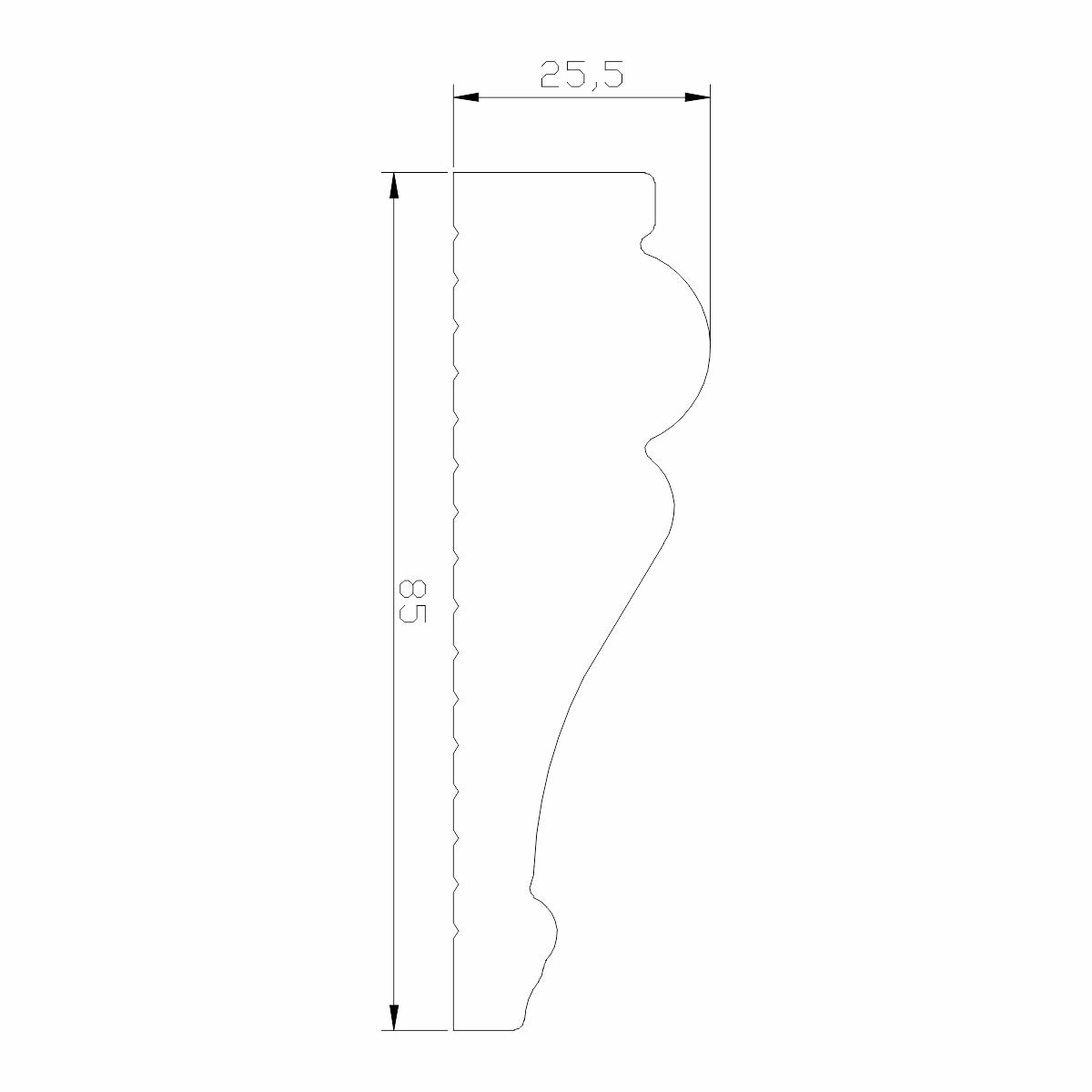 Set 5 plinte decorative, polimer rigid, Naimeed D6698, Alb, 2300x85x25mm