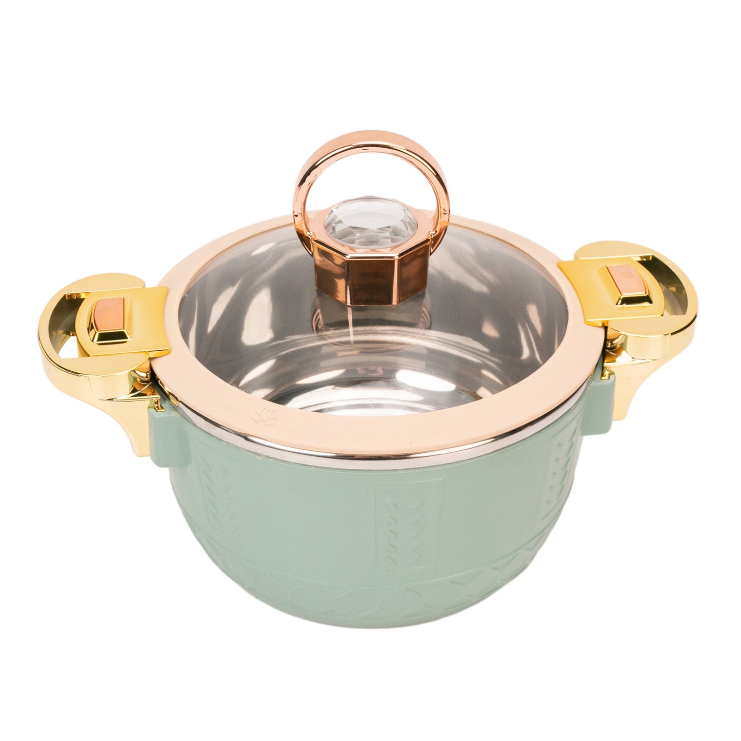 Caserola termica, set 3 piese, Thermo Class, cu interior din inox, Naimeed D6701, Verde deschis