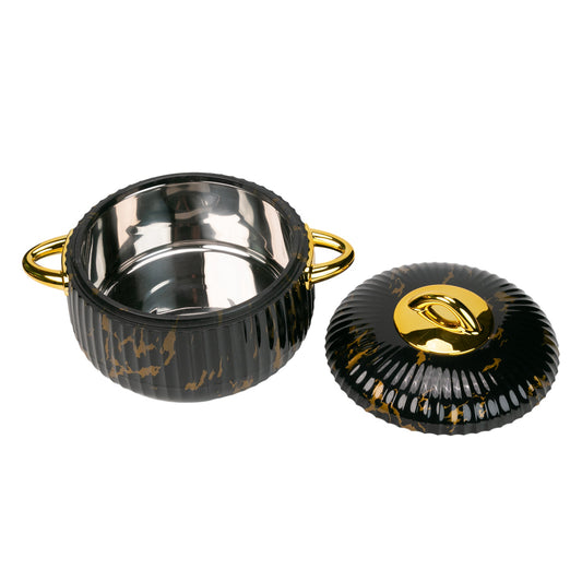 Caserola termica, set 3 piese, Thermo Class, cu interior din inox, Naimeed D6713, Negru