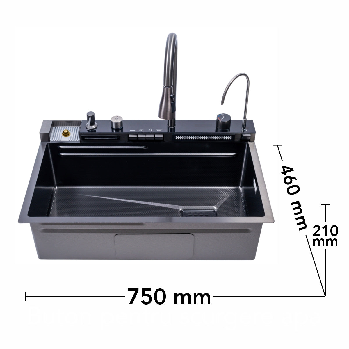 Chiuveta multifunctionala Smart Cuisine, cu accesorii incluse, Naimeed D6743, functii multiple, otel inoxidabil, Gri, 210x750x460mm